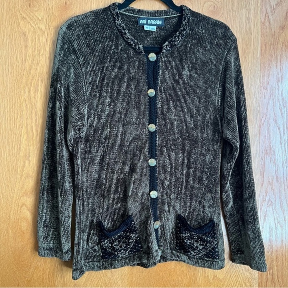 Ani Barrie size medium green chenille cardigan